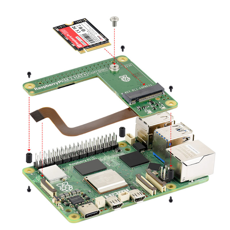 Pi 5 Case - Resmi Raspberry Pi 5 M.2 HAT+,
