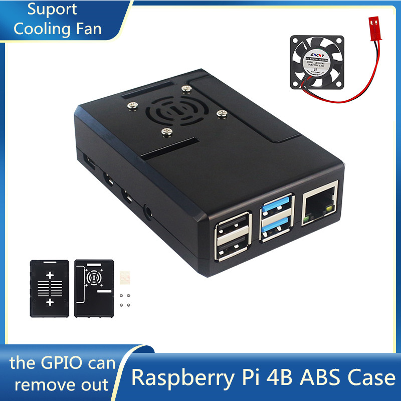 Pi 4 Case - Raspberry Pi ABS Kılıf Siyah Plastik
