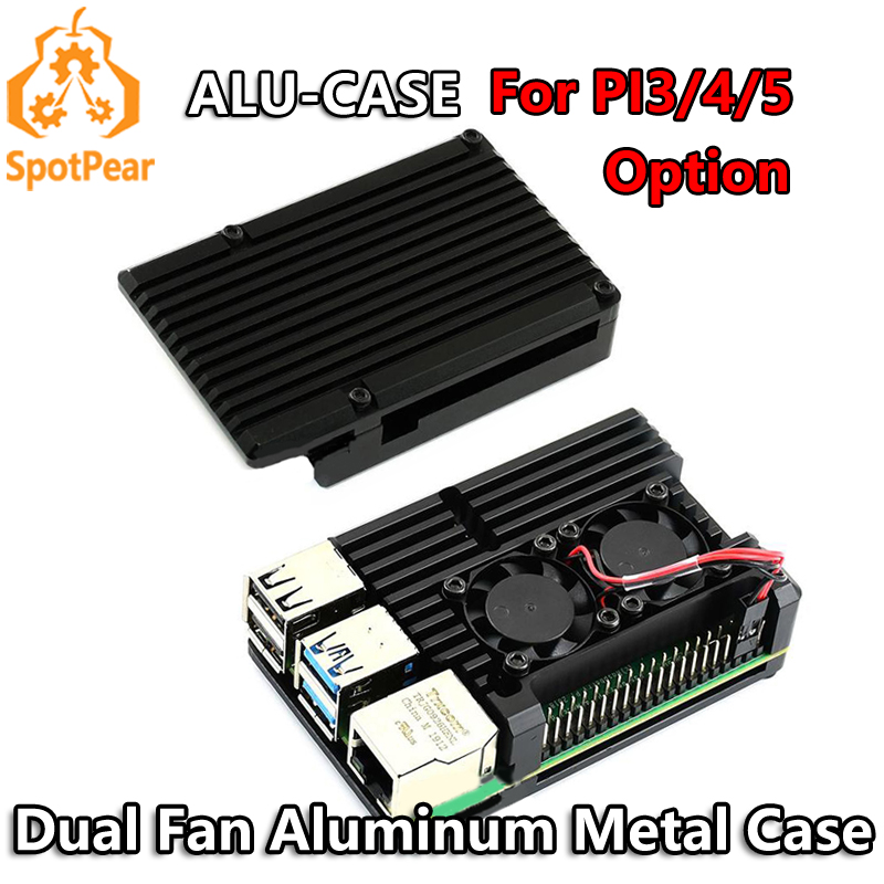 Pi 4 Case - Raspberry Pi5/4/3 Seçeneği İçin Çift Fanlı